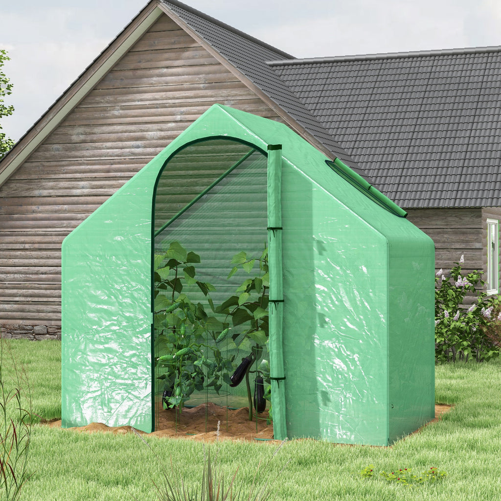 Serre de jardin PE, serre de balcon, bâche renforcée, châssis en acier, porte zippée enroulable, pour légumes plantes, intérieur et extérieur, 180 x 100 x 168 cm, vert-1