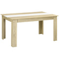 Table de salle à manger pour 6 personnes en bois aspect naturel et blanc, dim. 140L x 90l x 75H cm-0