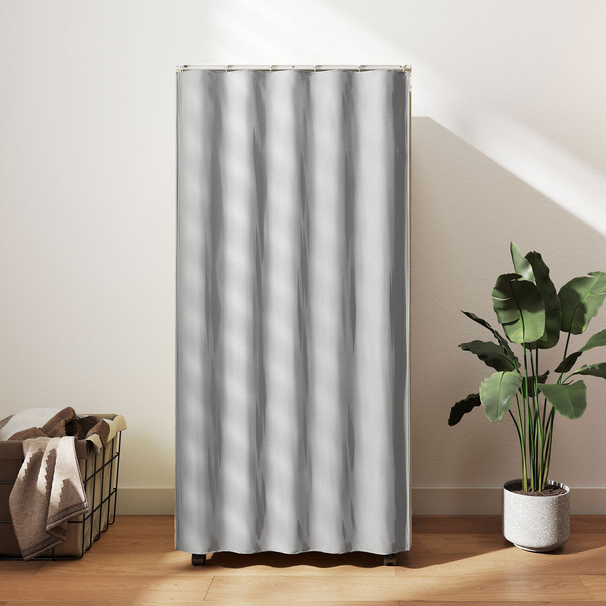 Armoire penderie armoire de rangement mobile avec rideau, tringle de suspension, 60 x 40 x 128 cm, effet bois naturel-7
