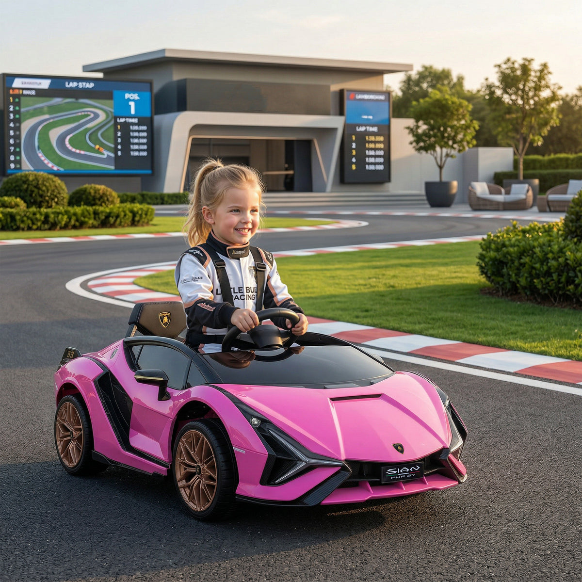 Voiture électrique Enfants de Sport Véhicule électrique Lamborghini Sian 12 V - V. Max. 5 Km/h avec Télécommande 2,4G Effets sonores + Lumineux Rose-9