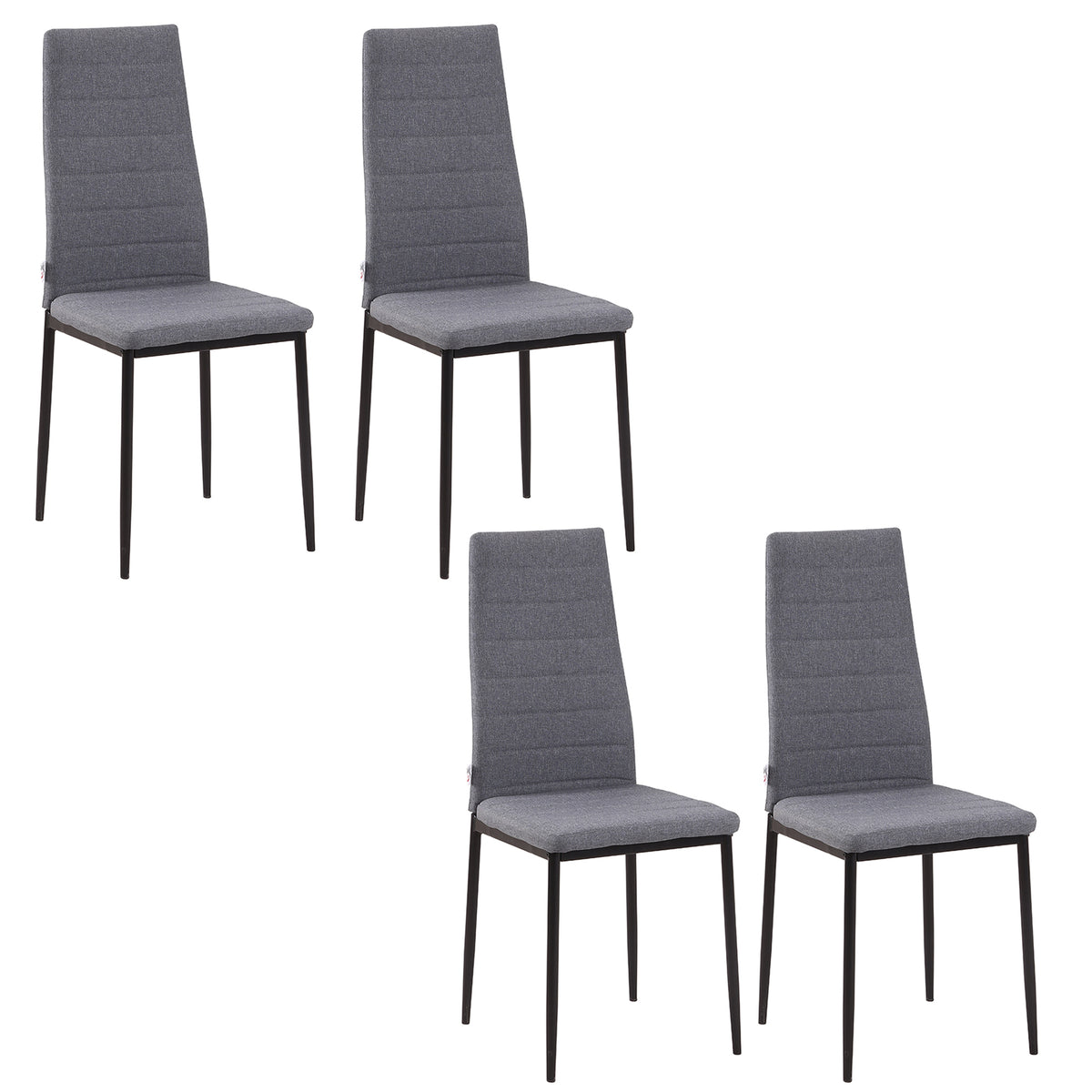 Lot de 4 chaises de salle à manger chaises de cuisine avec dossier haut pieds en métal et tissu en lin 41x50x97cm gris-0