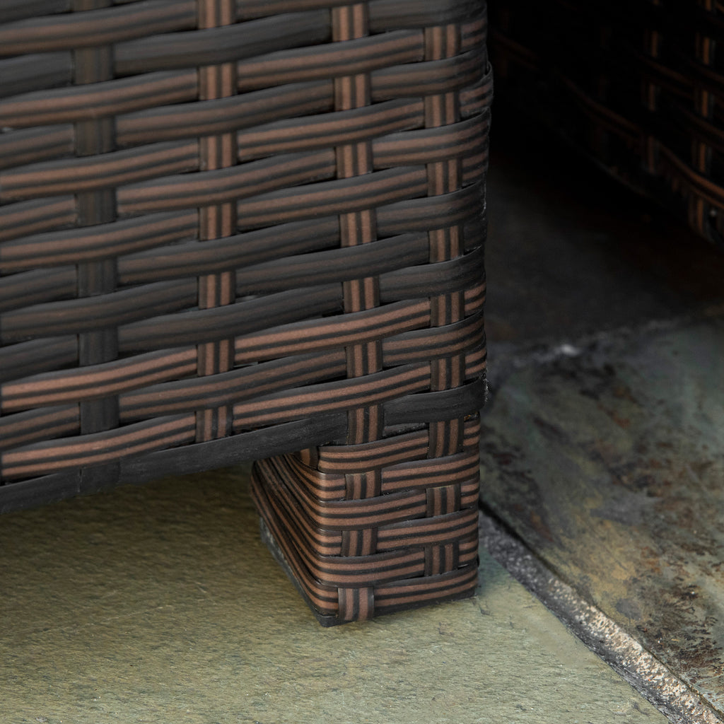 Table Basse de Jardin Plateau Verre trempé 5 mm rotin tressé 85 x 50 x 39cm Max. 50 kg Marron-6