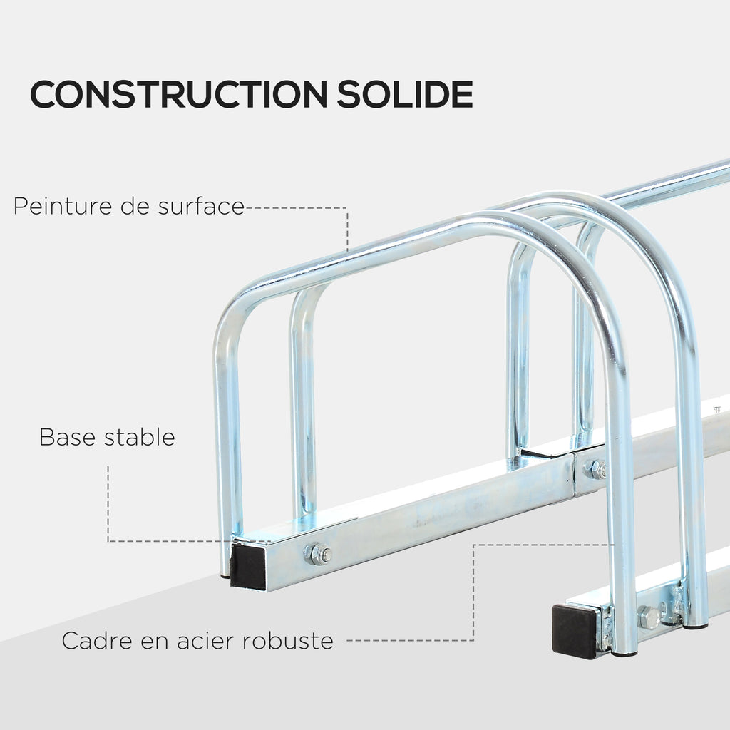 Râtelier 4 vélos dim. 110L x 33l x 27H cm acier galvanisé argent-7