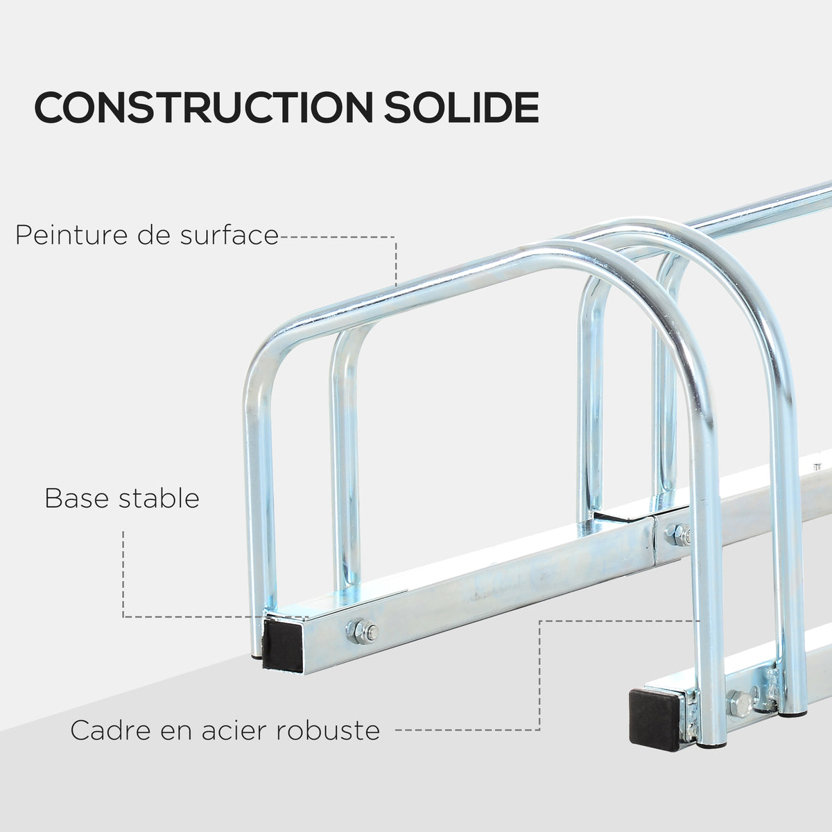 Râtelier 4 vélos dim. 110L x 33l x 27H cm acier galvanisé argent-7