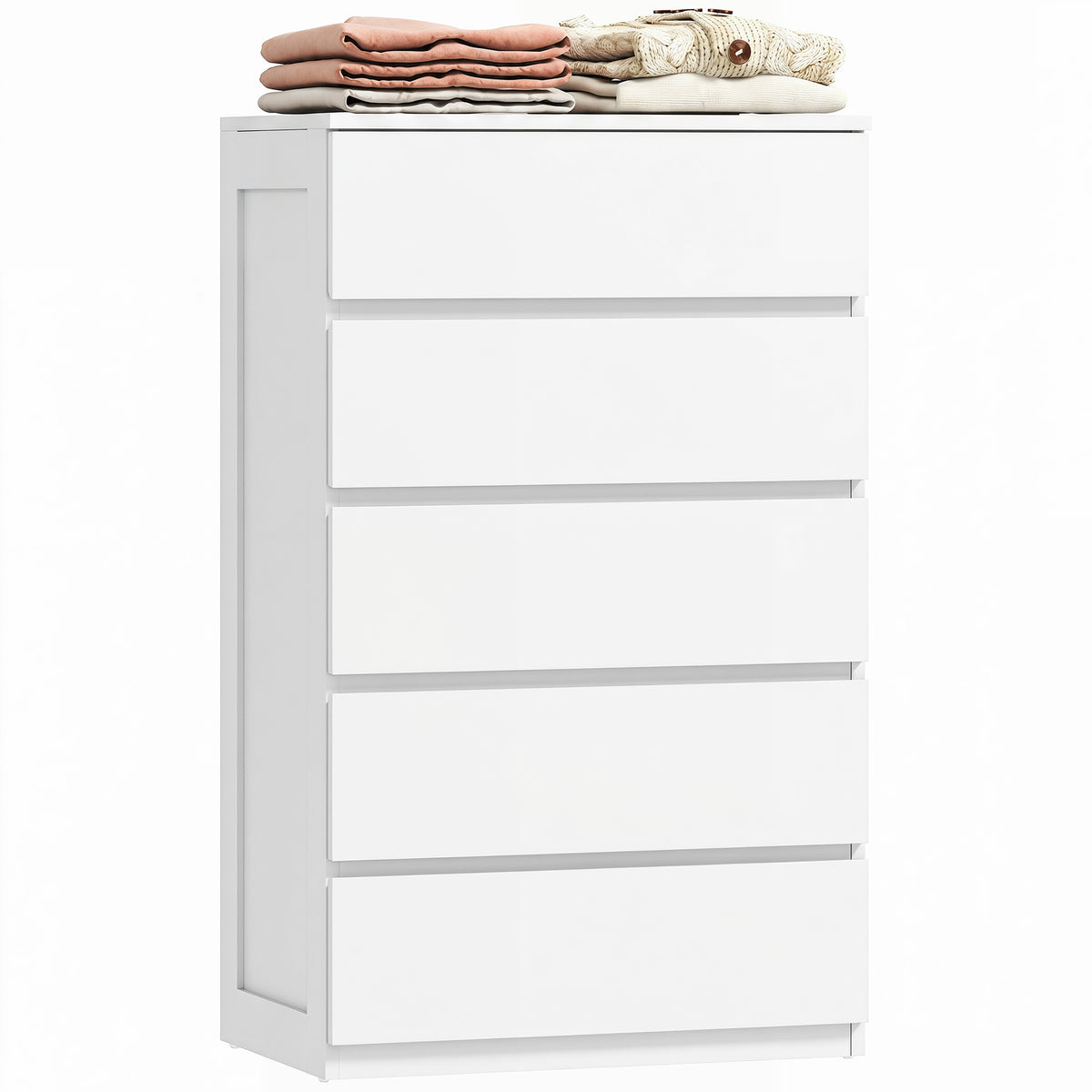 Commode 5 tiroirs meuble de rangement sans poignées design minimaliste 60 x 39 x 100 cm blanc-7