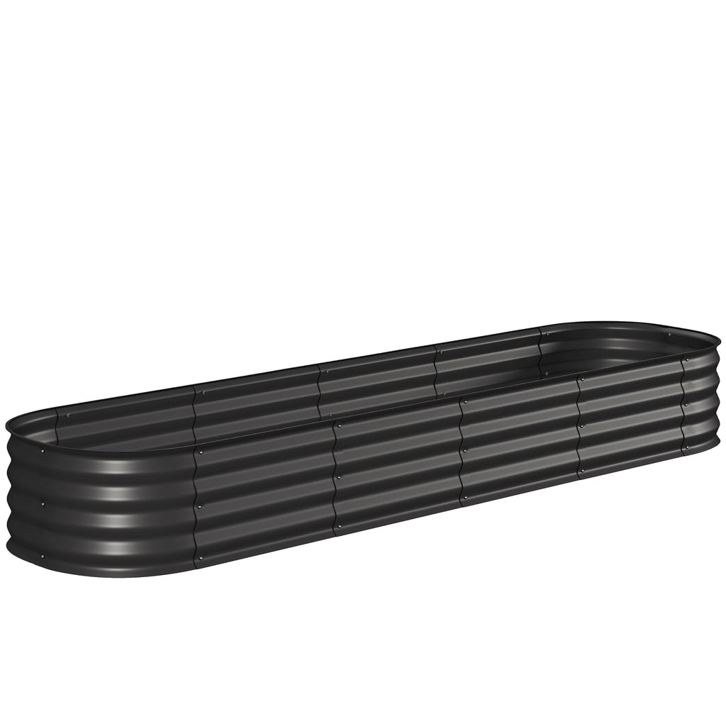Jardinière surélevée carré potager de jardin en acier modulable pour légumes, plantes, fleurs, dim. 240 x 62 x 30cm-0