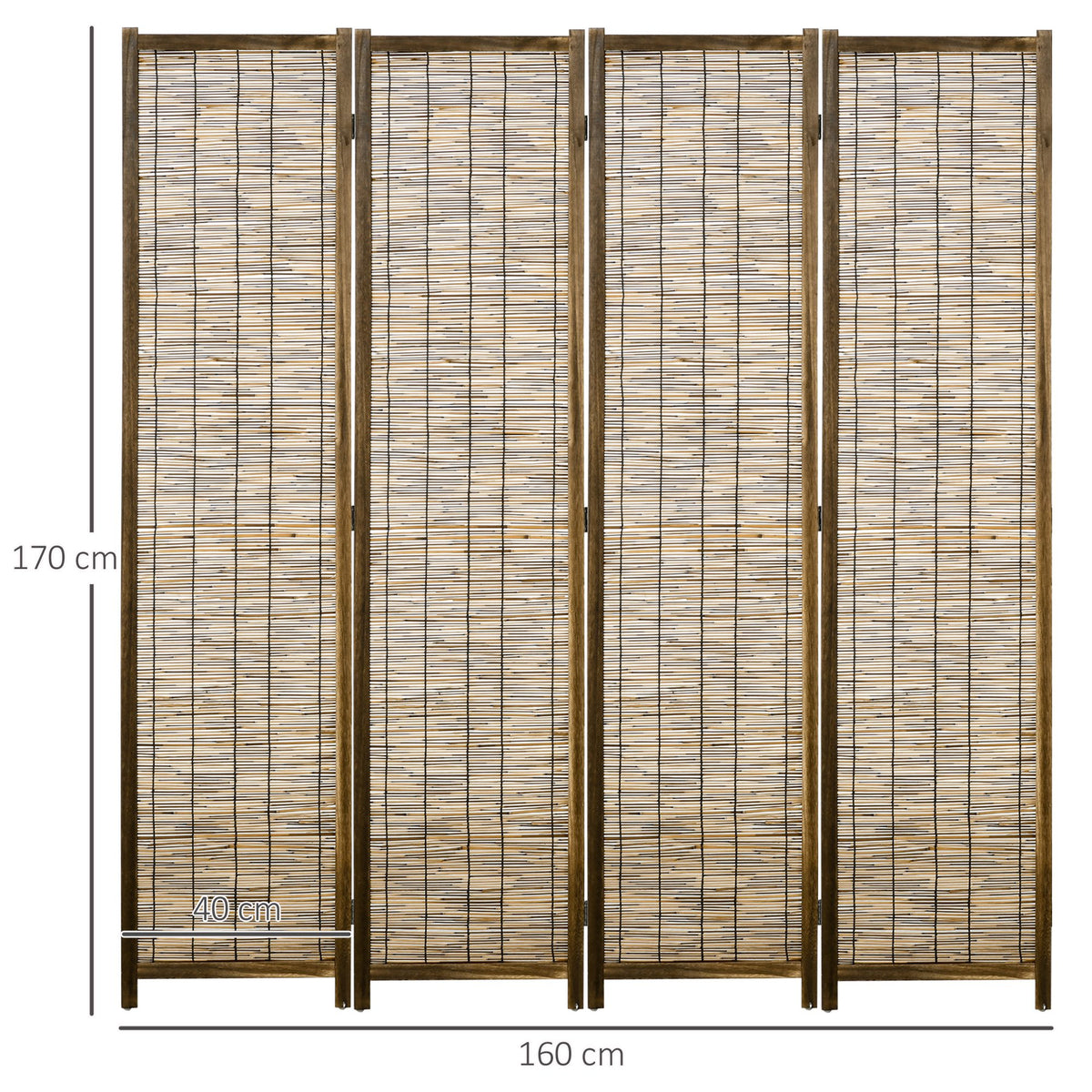 Paravent en bois séparateur de pièce closion de séparation pliable 4 panneaux 160 x 170 cm - naturel-2