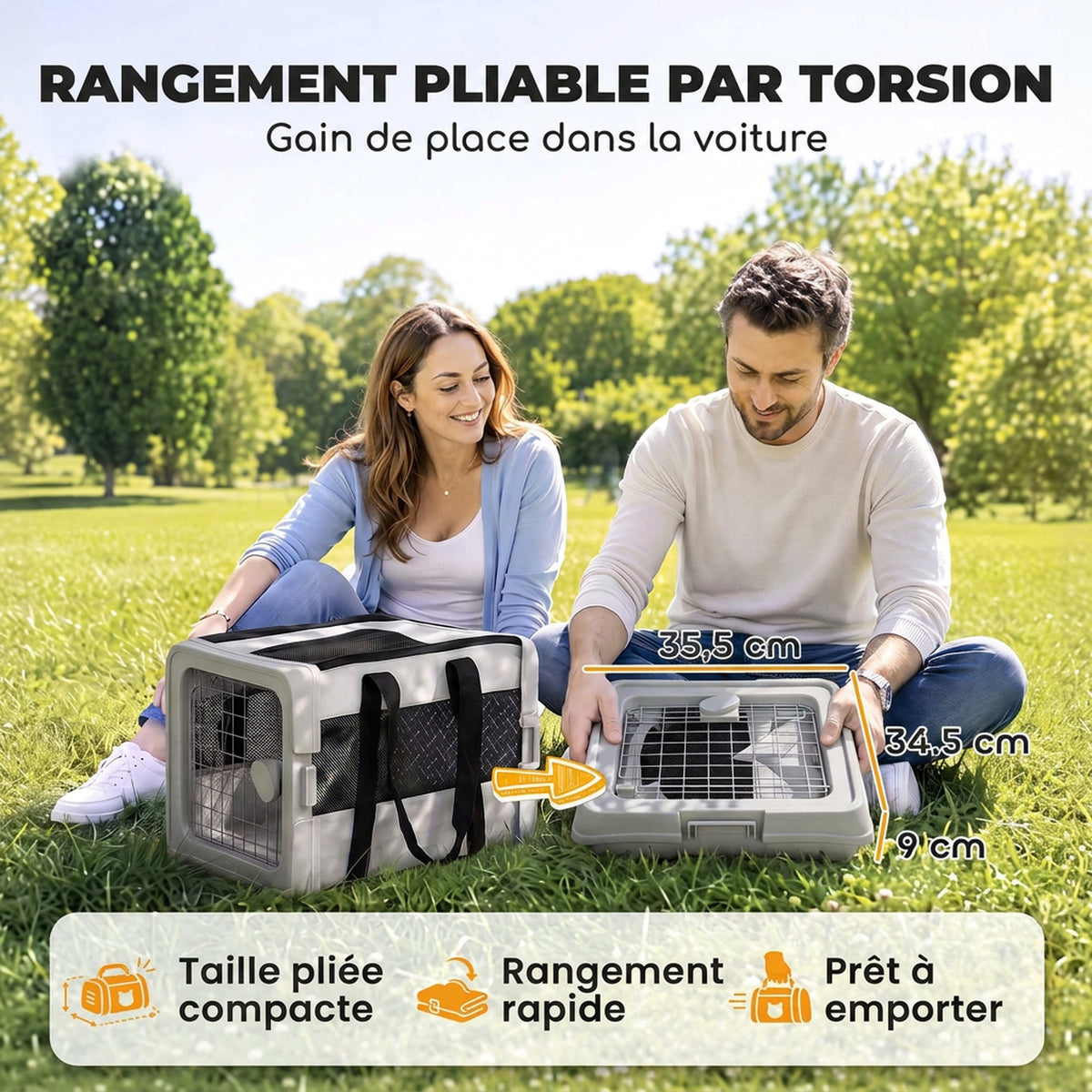 Sac de Transport pour Chat et Chien Pliable Tissu 300D Jusqu'à 10 kg 49,5 x 34 x 35,5 cm Gris-3