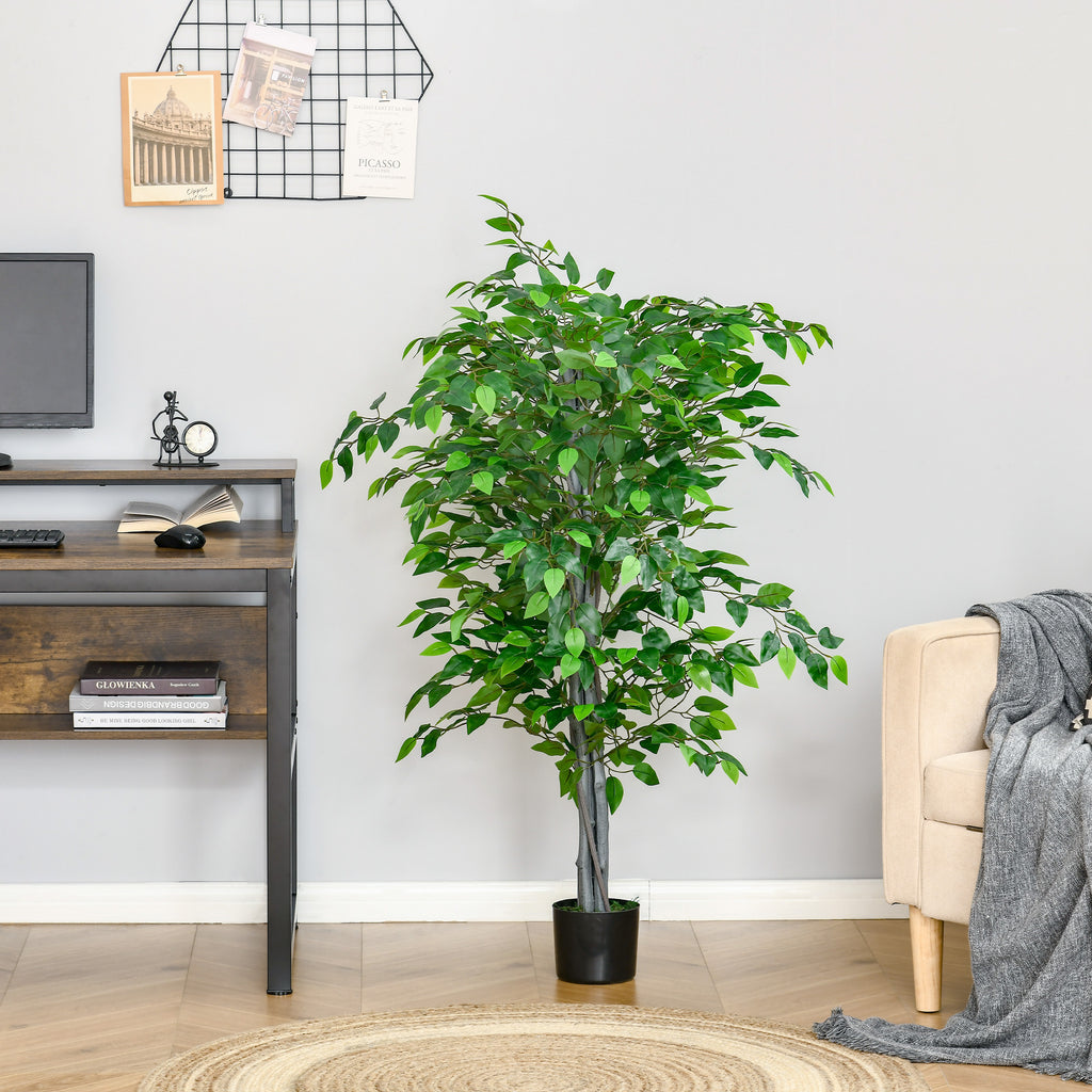Arbre Artificiel Plante Artificielle ficus H.1,35 m Tronc Branches Liane Lichen Feuilles Grand réalisme Pot Inclus-9