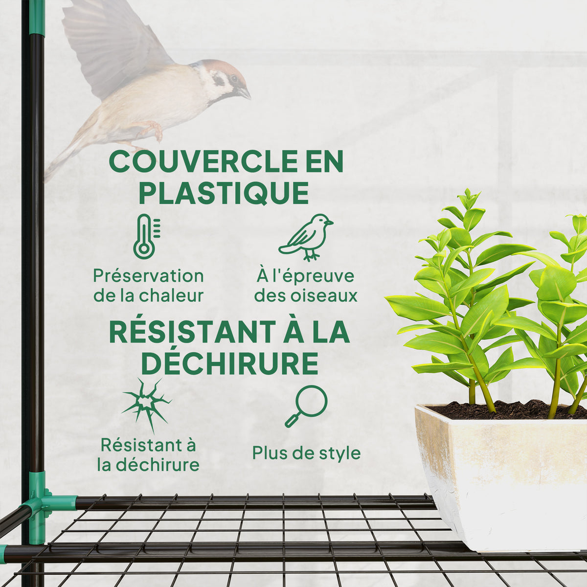 Serre de jardin avec étagères à 3 niveaux serre de balcon 3 portes enroulables zippées 215 x 46 x 151 cm transparent-3