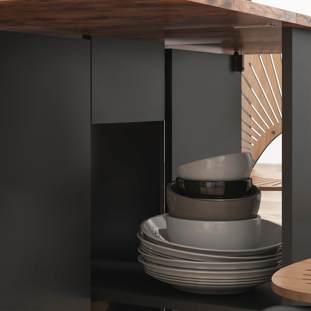 Table à manger pliante table de cuisine extensible pour 2 à 4 personnes 2 abattants 120 x 72 x 75 cm rustique et noir-8