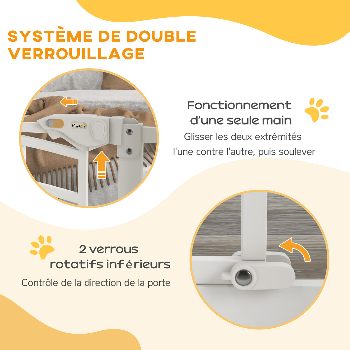 Barrière de sécurité pour chien barrière d'escalier extensible double verrouillage 74-80 x 76 cm blanc-4