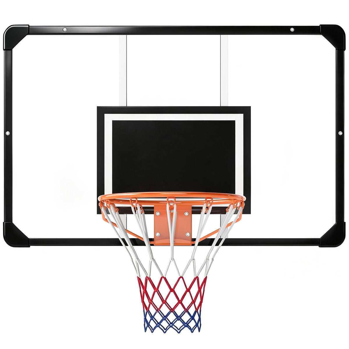Panier de basket mural, panier basket, avec vis de montage et clé, pour extérieur, noir, transparent, orange-0