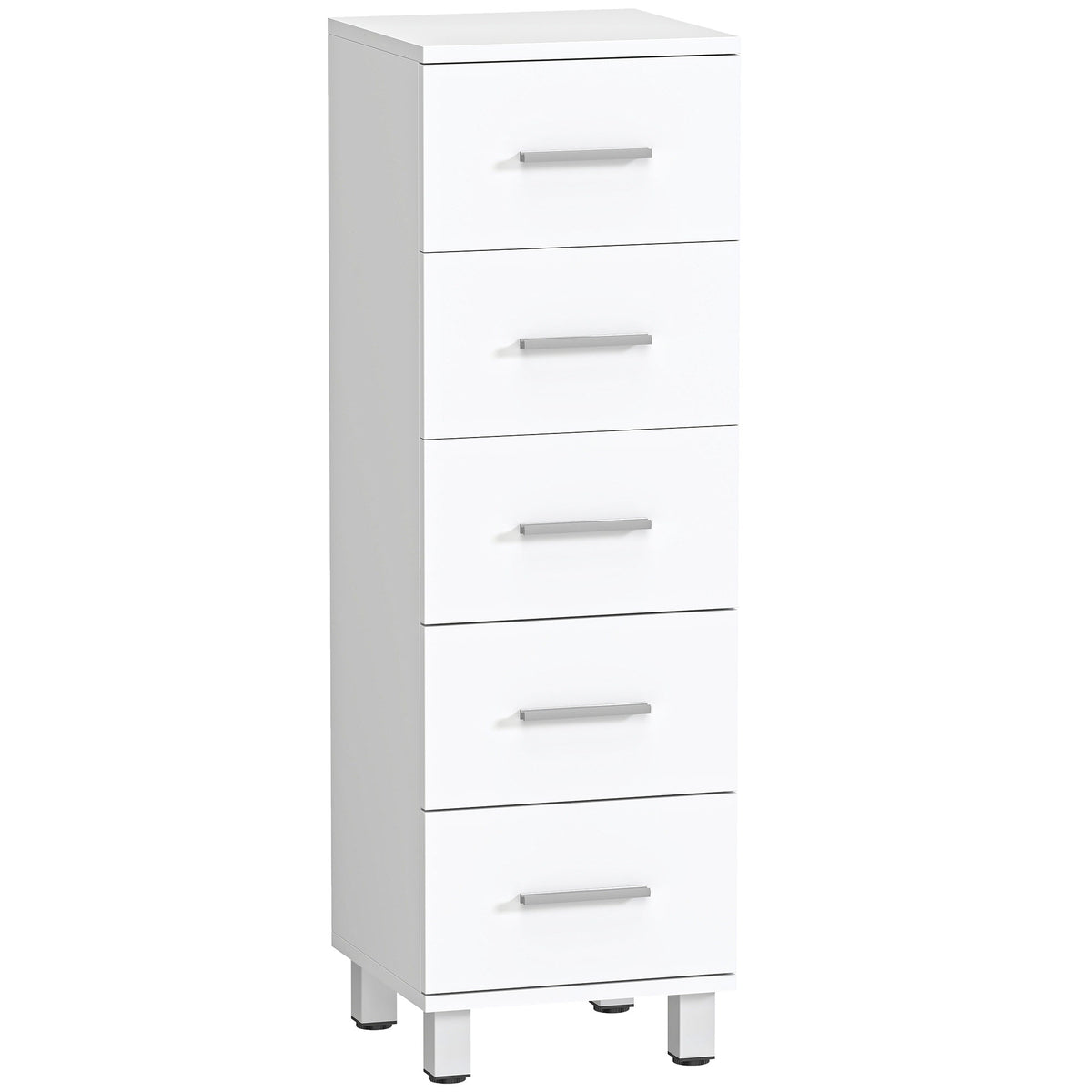 Meuble de Salle de Bain 5 Tiroirs, Meuble de Rangement, 30 x 30 x 95 cm, Commode Salle de Bain, 30 x 30 x 95 cm, Blanc-0