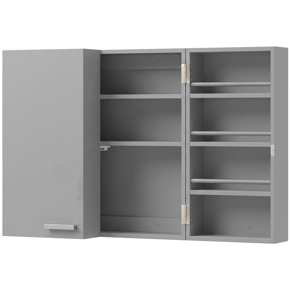 Armoire à pharmacie murale, armoire à médicaments avec double porte verrouillable 2 clés, 53x20x53cm, gris-0