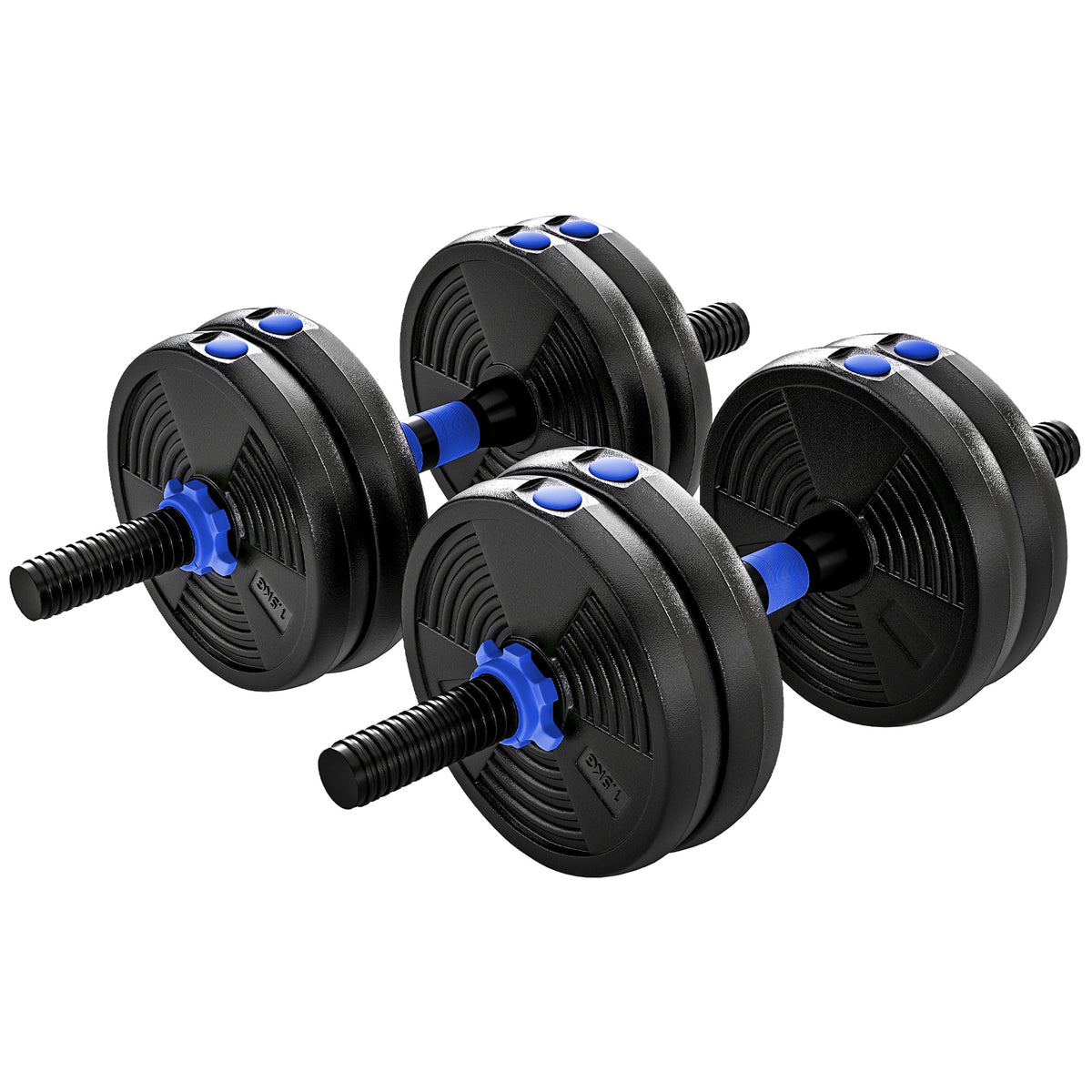 Kit haltères musculation haltères réglables 15 kg 3 en 1, ensemble de poids réglable avec barre d'extension noir-0