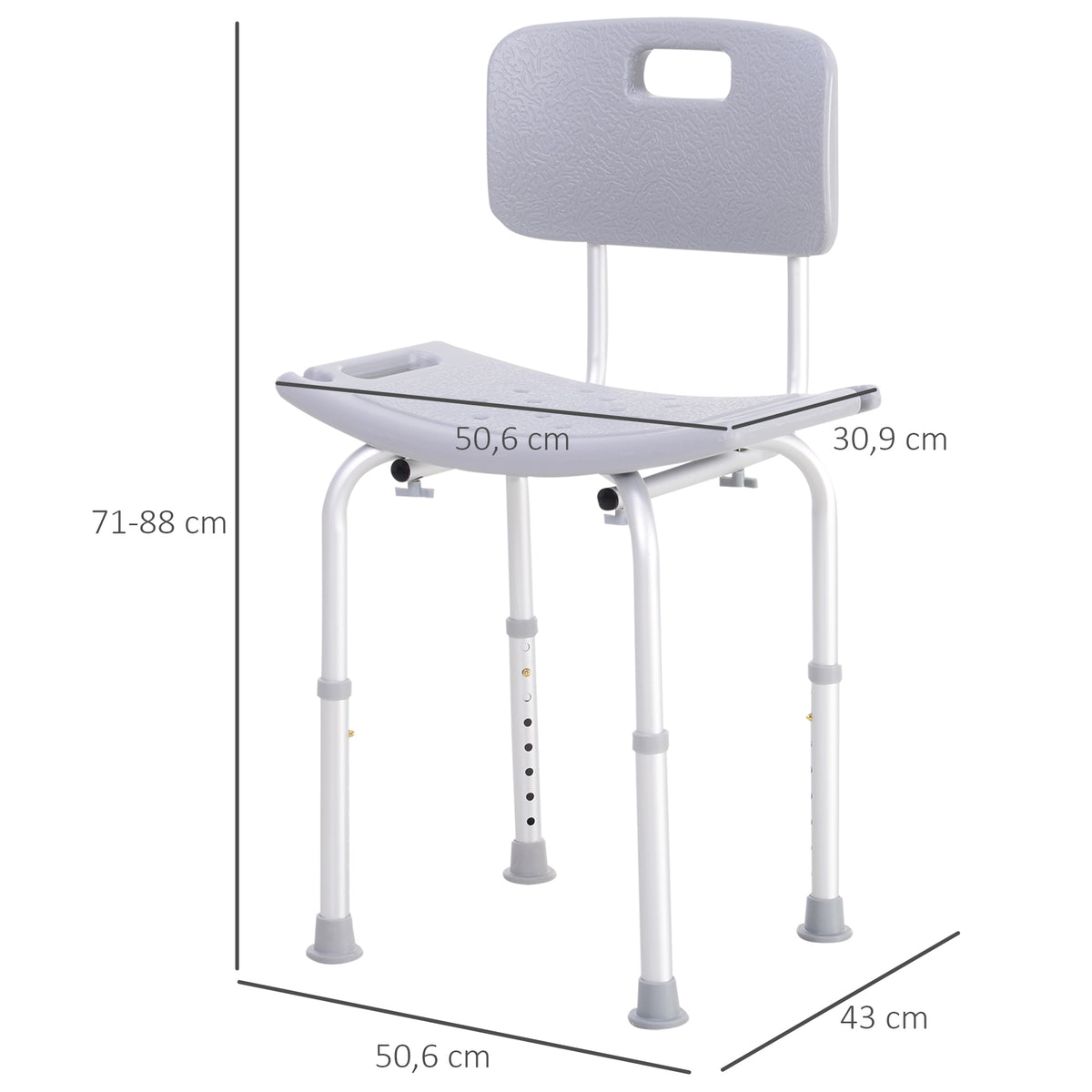 Chaise de Douche siège de Douche Ergonomique Hauteur réglable Pieds antidérapants Charge Max. 136 Kg alu HDPE-2