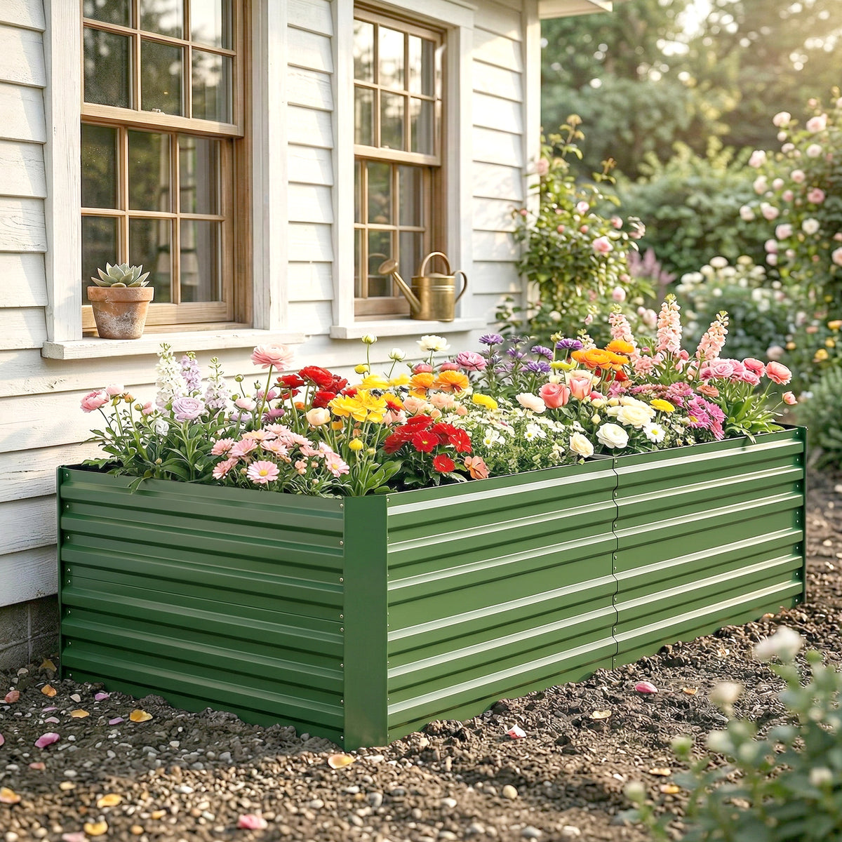Carré potager de jardin rectangulaire tubes de renforcement acier galvanisé 180 x 90 x 59 cm-7