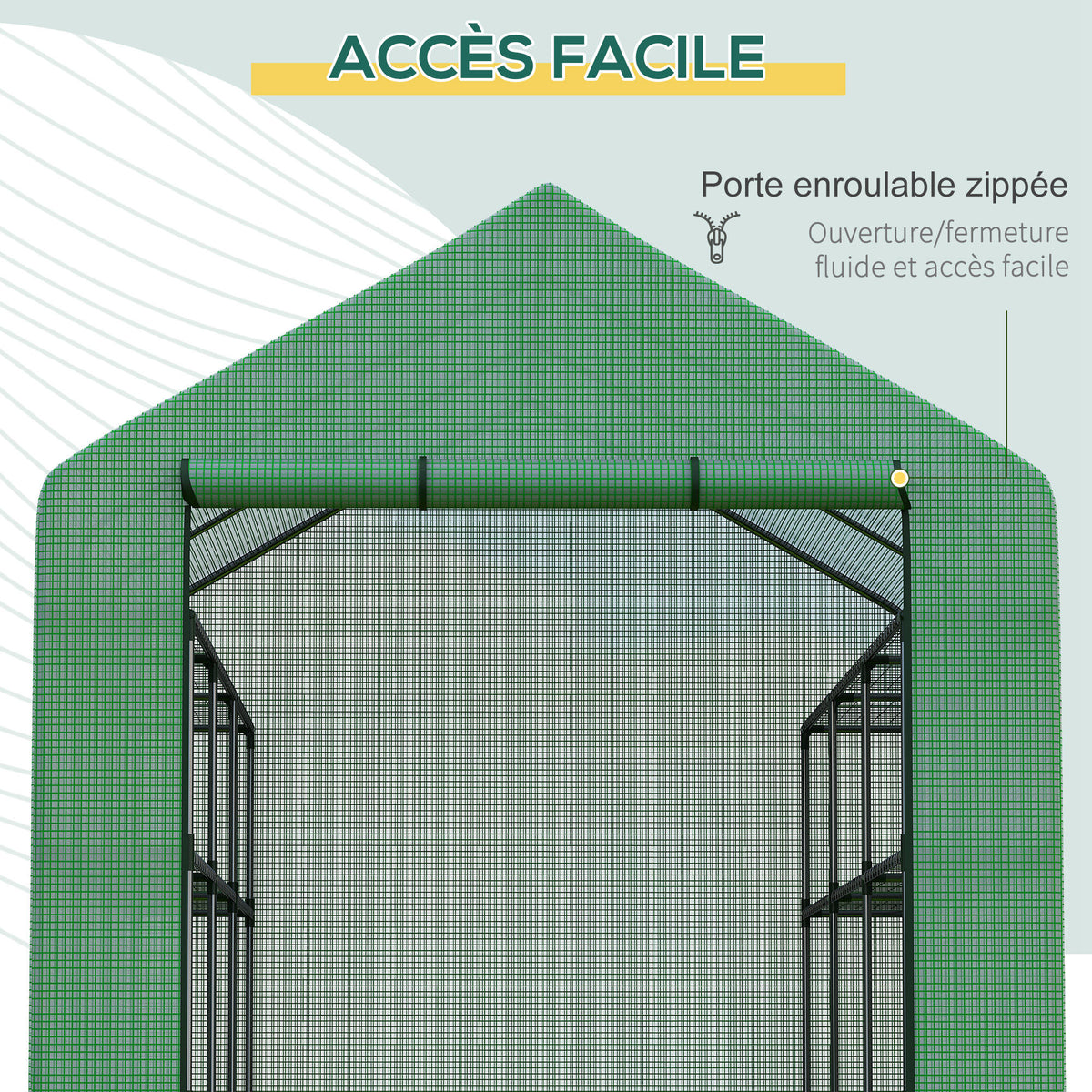 Serre de jardin serre d'hivernage avec étagères 3 niveaux porte enroulable tube en acier 244 x 180 x 210 cm vert-4
