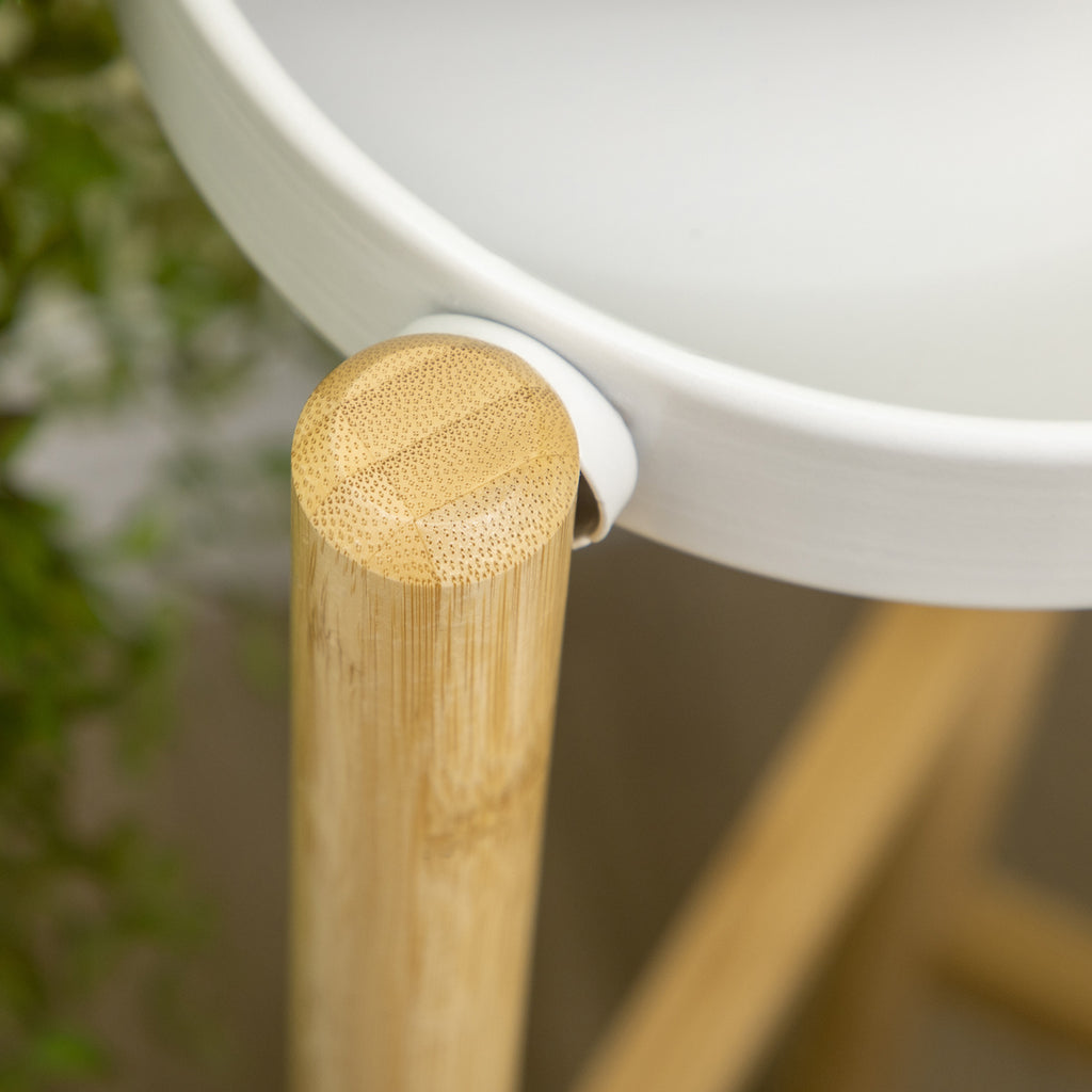 Support pour plantes étagère à fleurs à 4 niveaux en bambou et métal pour extérieur intérieur 28 x 28 x 80 cm blanc-8