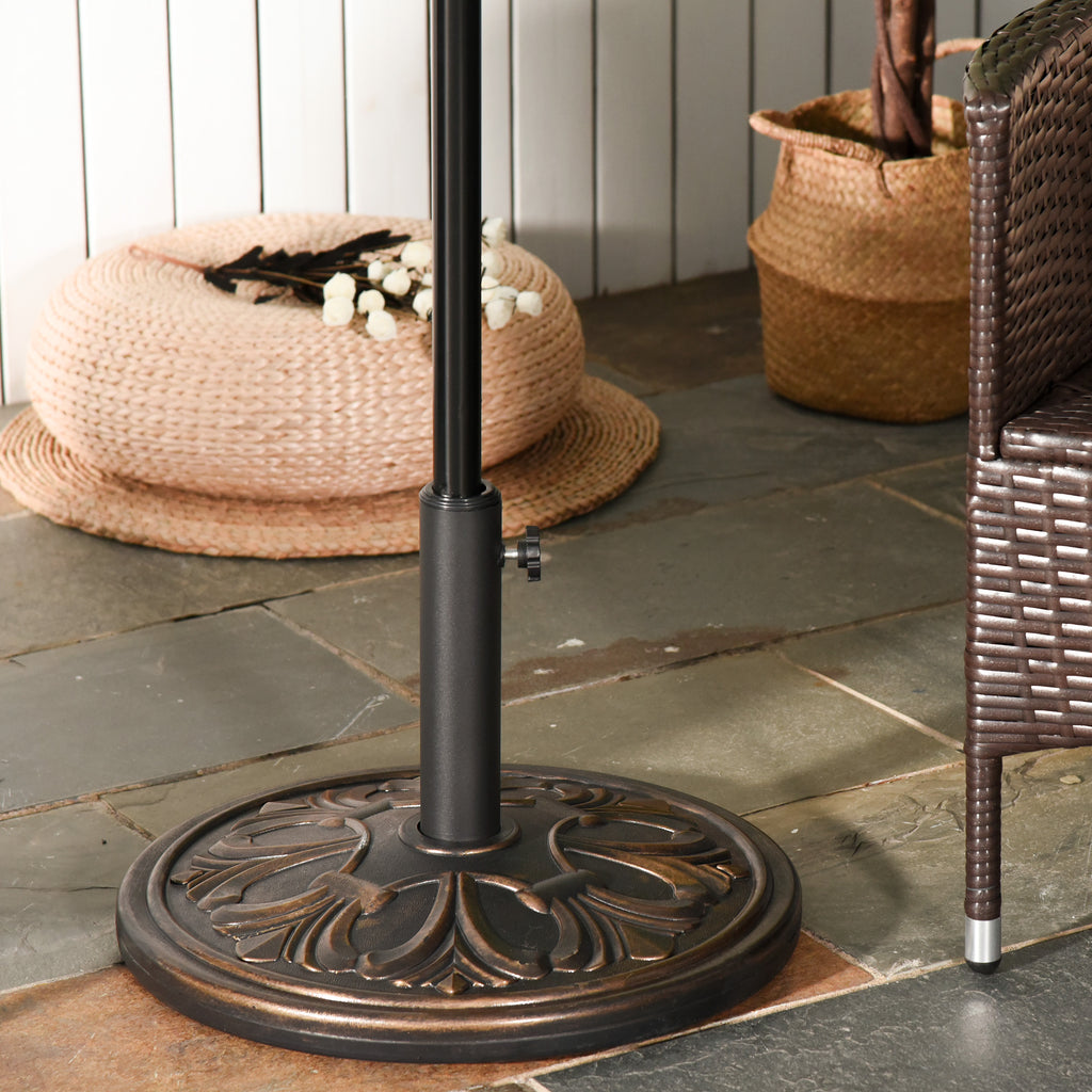 Pied de parasol rond base de lestage Ø 48 x 34H cm ciment HDPE motif fleurs de lys poids net 13 Kg noir doré-9