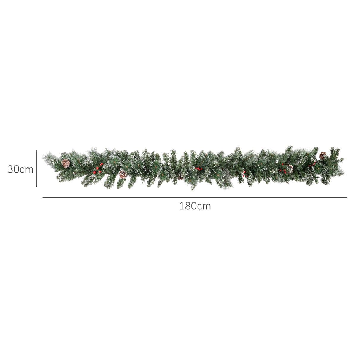 Guirlande de Noël artificielle lumineuse de 1,8 m avec pommes de pin, grappes de baies, 50 lumières LED et minuterie-2