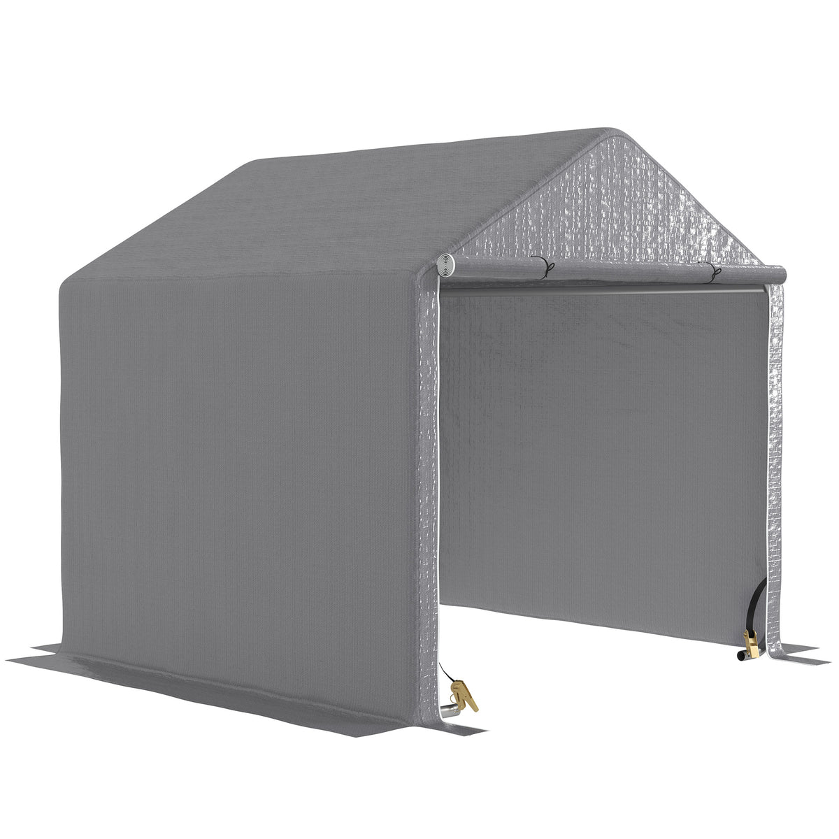 Abri de jardin 2 x 2 x 2 m abri vélo extérieur avec cadre en acier galvanisé, imperméable et résistant aux UV - gris-0