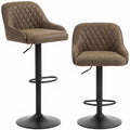 Lot de 2 Tabourets de Bar, Tabourets Hauts Cuisine avec Siège Pivotant et Hauteur Réglable, Marron Foncé-0