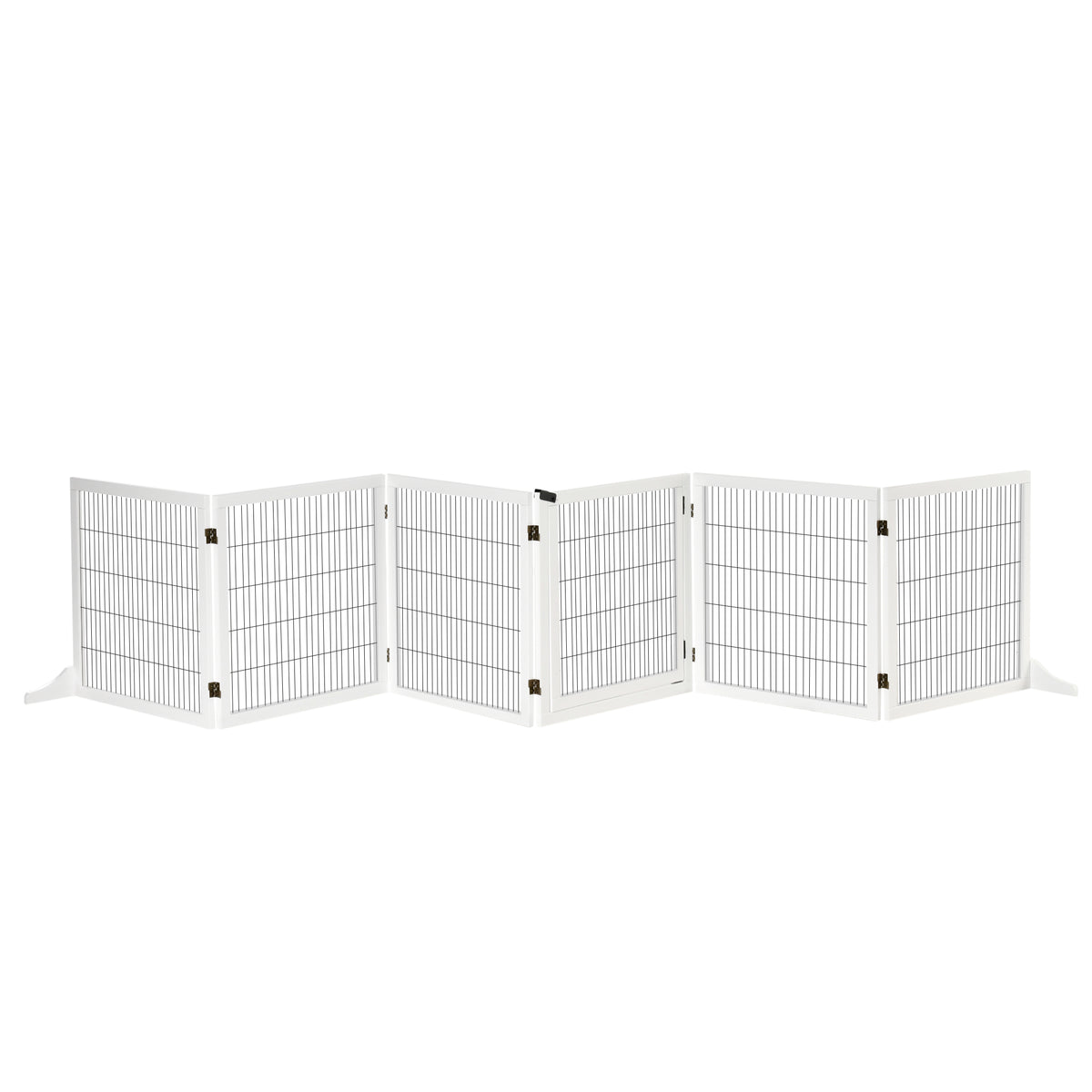 Barrière de sécurité pour chien barrière pliable à 6 panneaux avec pieds amovibles 432 x 36 x 70 cm blanc-0