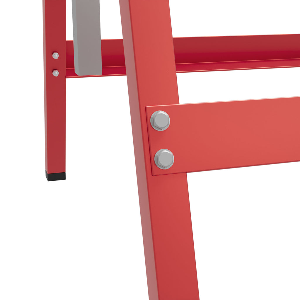 Lot de 2 tréteaux pliables télescopiques hauteur réglable 80-130 cm rouge-8