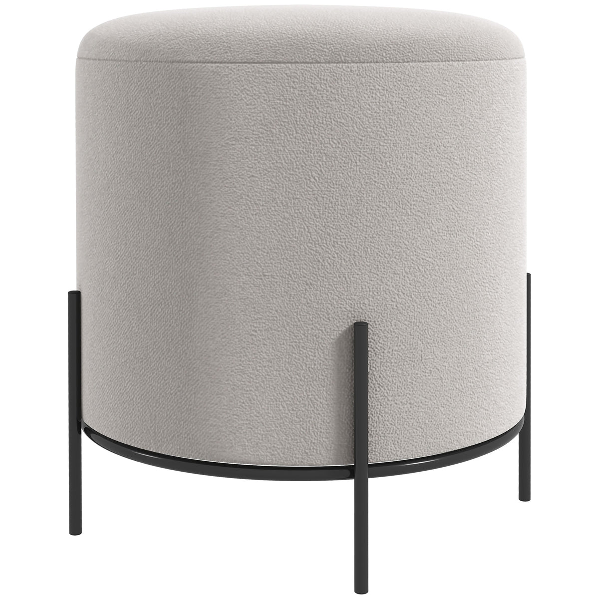 Pouf ottoman tabouret pouf repose-pied en velours pieds en acier pour salon chambre Ø 35 x 38 cm gris clair-0