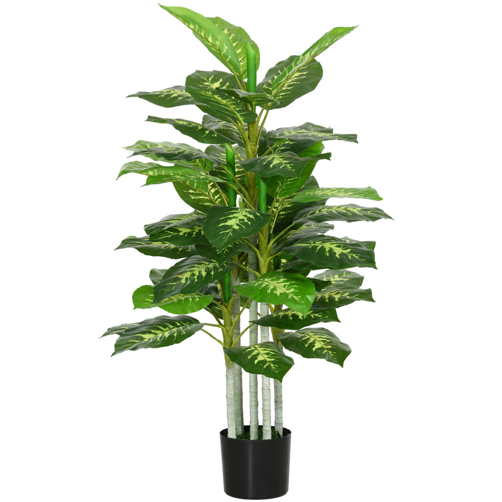 Plante artificielle calathea hauteur 120 cm pot ciment 53 feuilles - intérieur-0