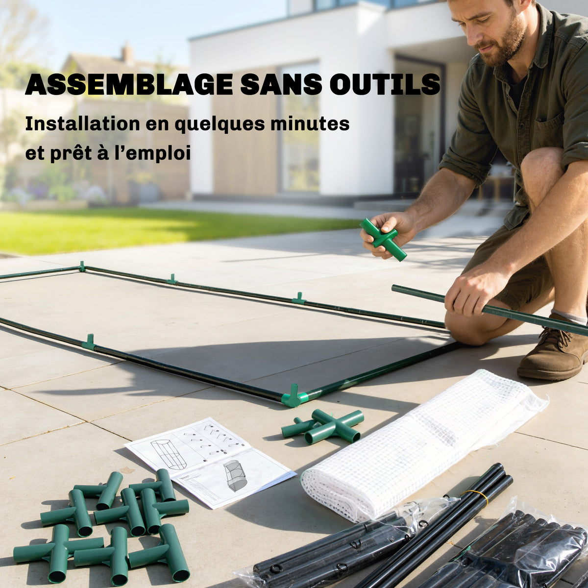 Serre de jardin mini serre serre à tomates 2 x 1 x 0,8 m porte zippée bâche PE acier blanc-7
