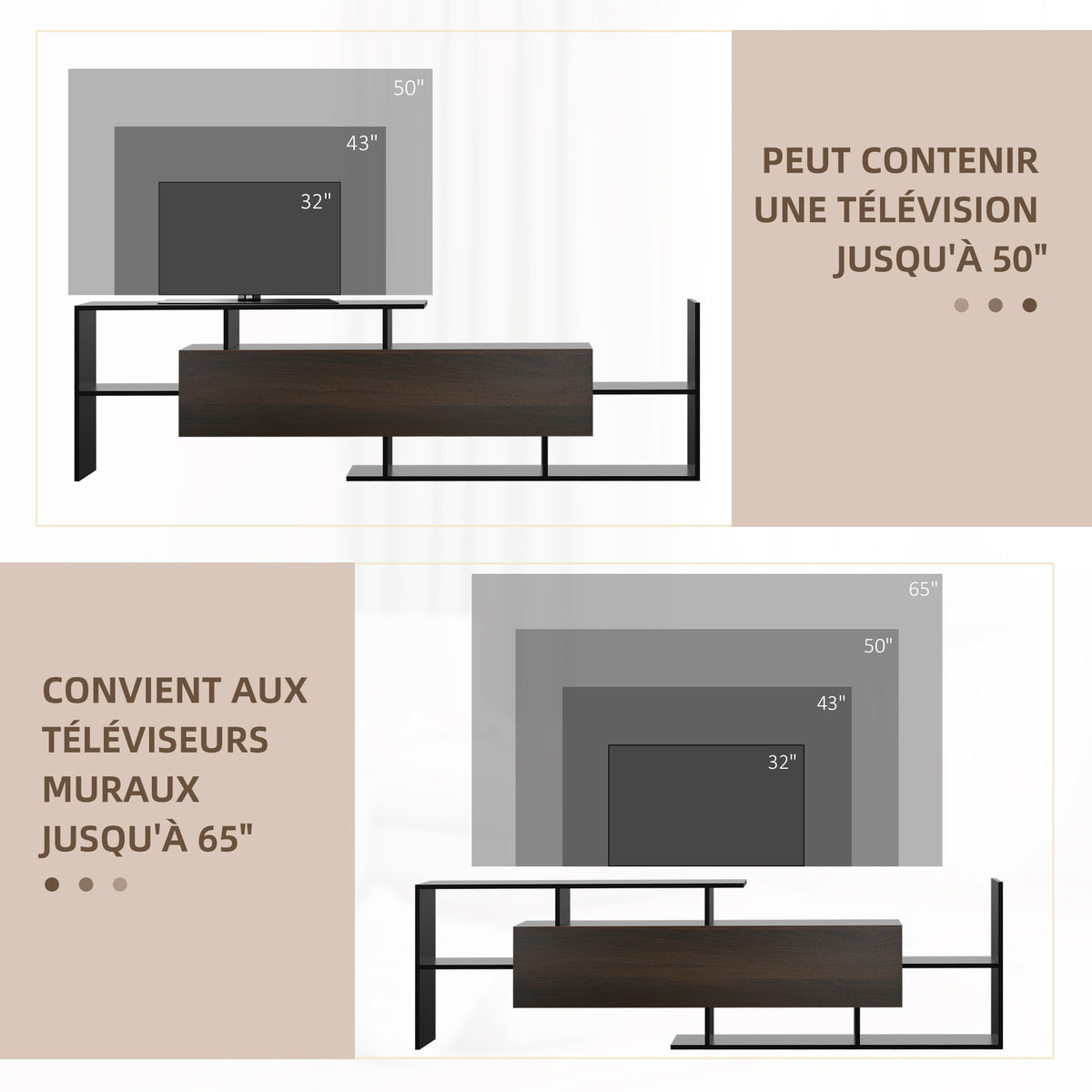 Ensemble meuble TV avec banc et étagère murale style contemporain 153,6L cm - noir-6
