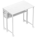 Bureau pliable sur roulettes 80 x 50 cm avec étagère et sac de rangement, blanc-0