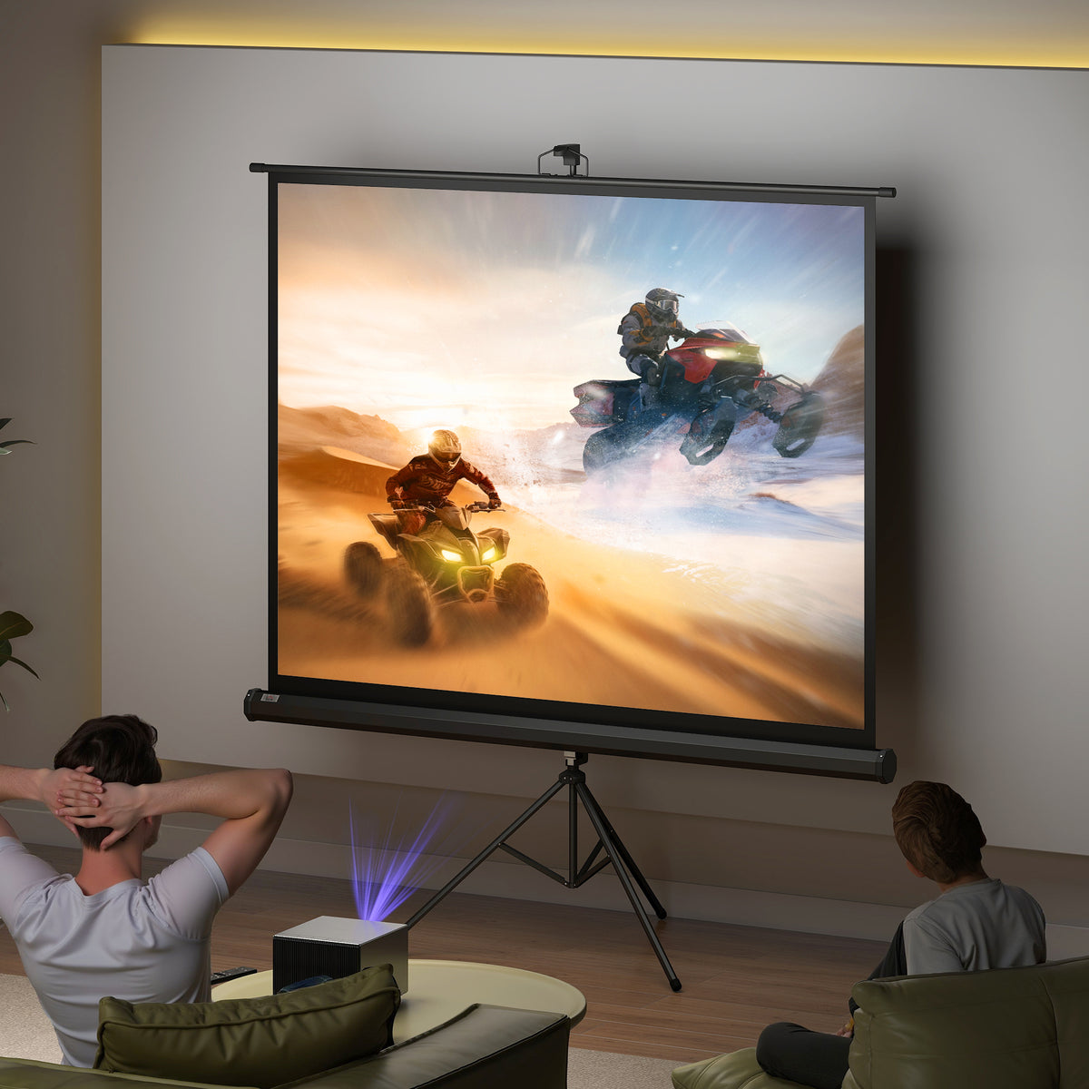 Écran de projection 84 pouces avec support trépied hauteur réglable, écran 4K HD 4:3, en intérieur/à l'extérieur-1
