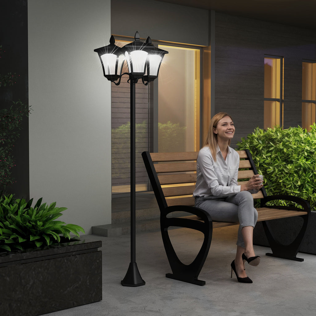 Lampadaire de jardin extérieur à LED solaire avec capteurs 3 abat-jours - H.182.5 cm - IP44-9