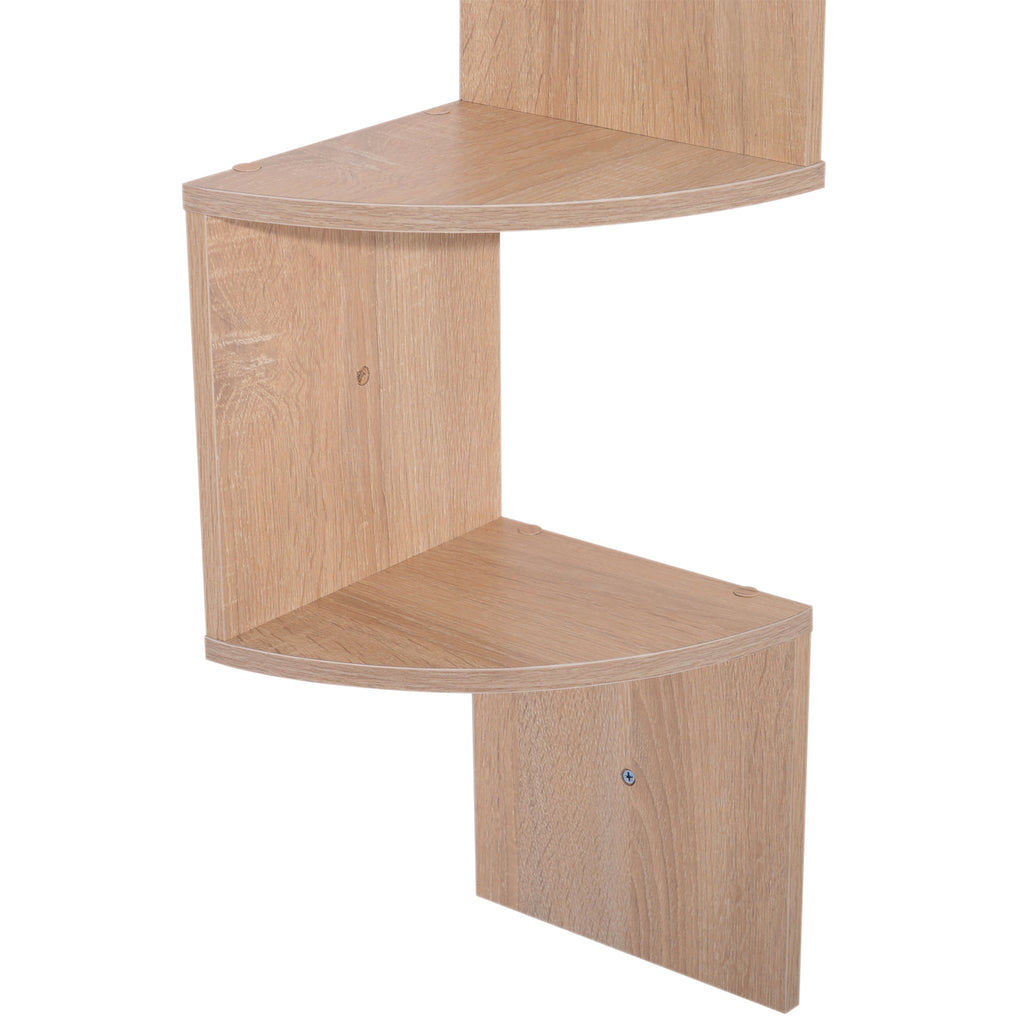 Étagère d'angle Murale de Rangement Forme Zigzag 20L x 20l x 126H cm 5 Niveaux Bois chêne Clair-7