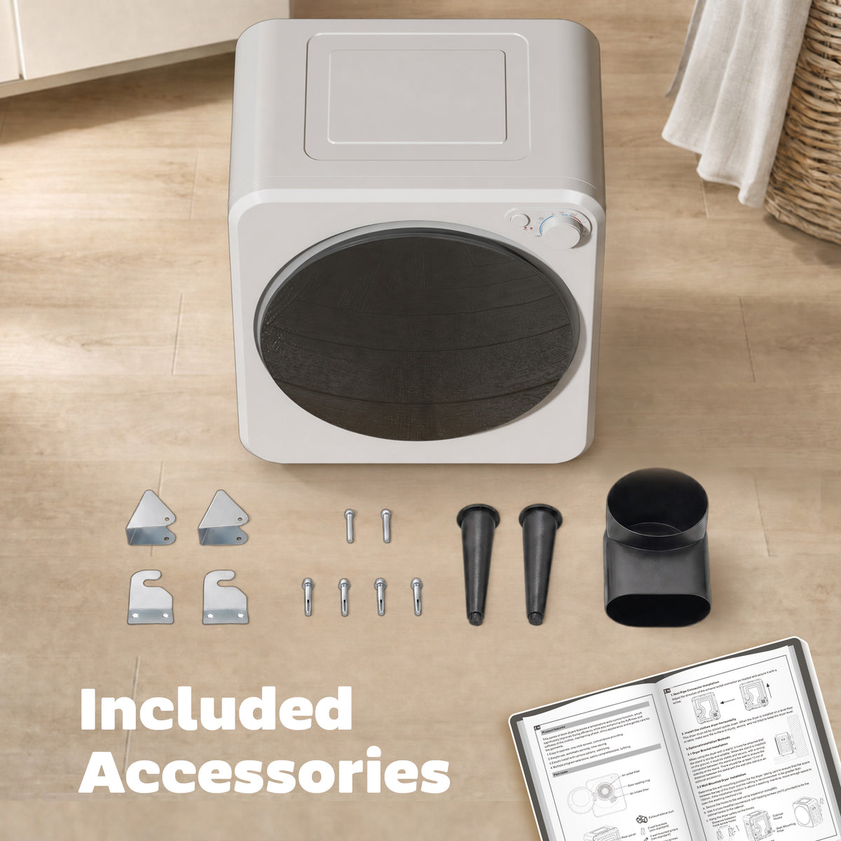 Sèche-linge à évacuation portable 2,5 Kg, sèche-linge électrique 400/800 W, 5 modes de séchage, 48 x 44 x 57 cm, blanc-7