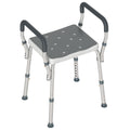 Tabouret de douche pour personnes âgées et handicapées avec accoudoirs, hauteur réglable, patins antidérapants, gris-0