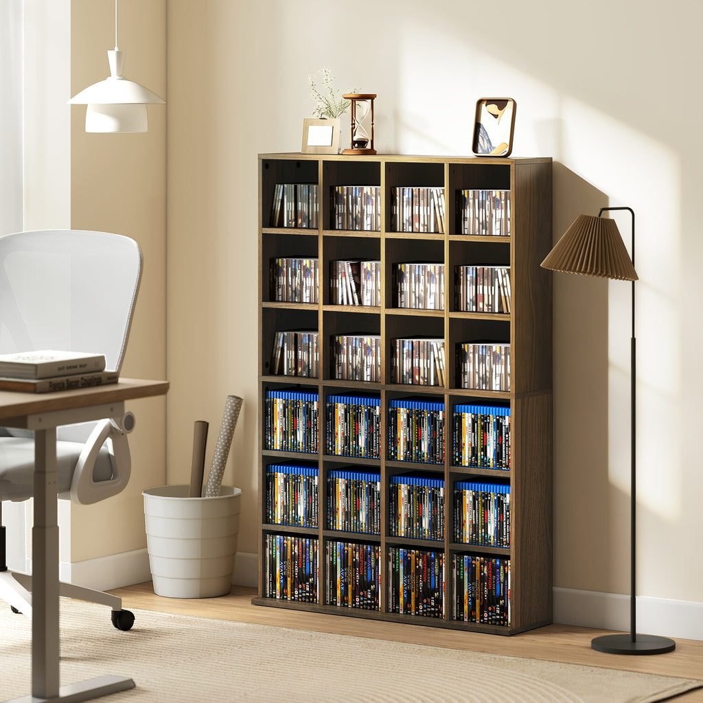 Meuble de rangement multimédia 456 CD/ 336 DVD - bibliothèque en bois avec étagères réglables, 89 x 130,5 cm, marron-9