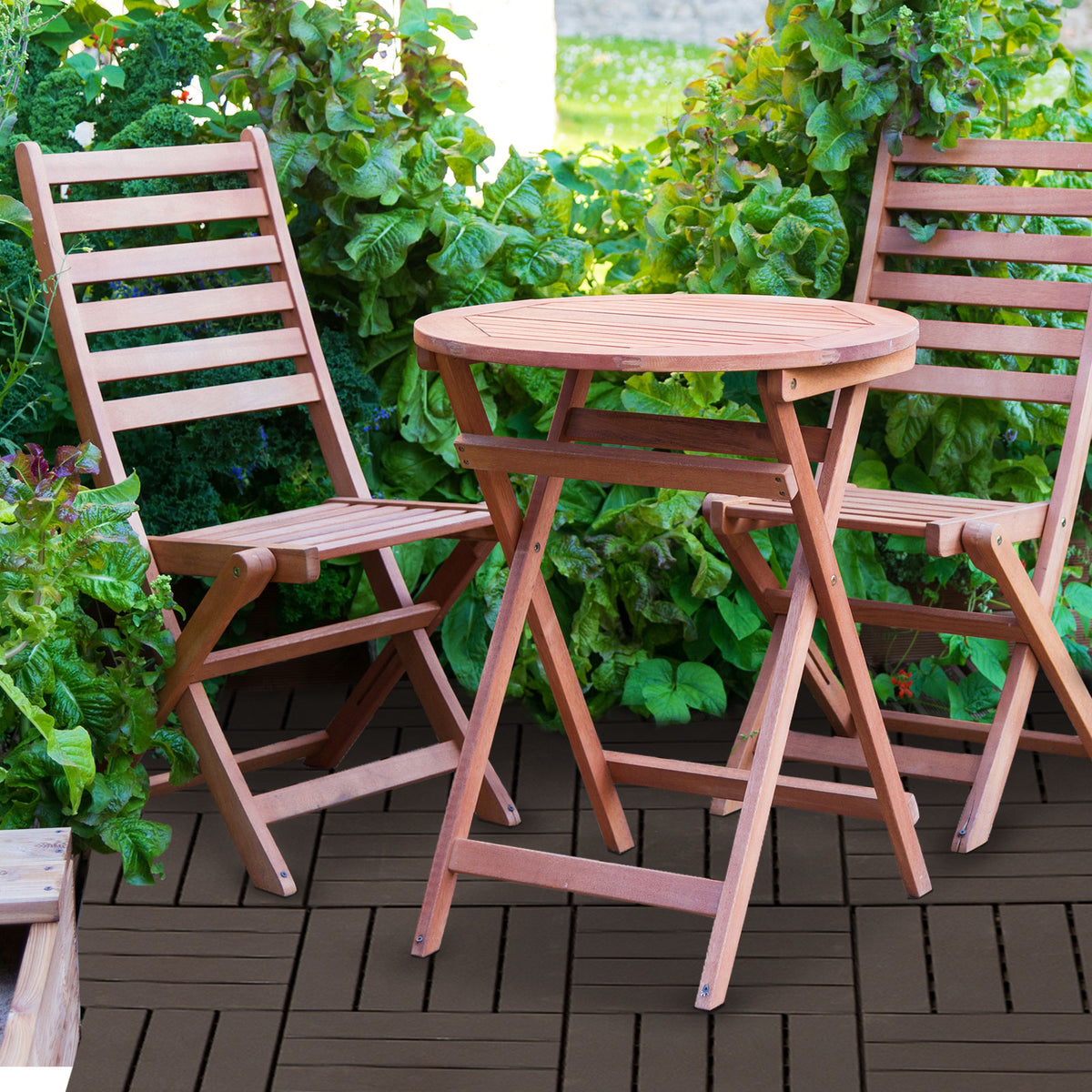 Caillebotis - Dalles terrasse - Lot de 9 - emboîtables, Installation très Simple - Petits Carreaux Composite Plastique Imitation Bois Chocolat-8