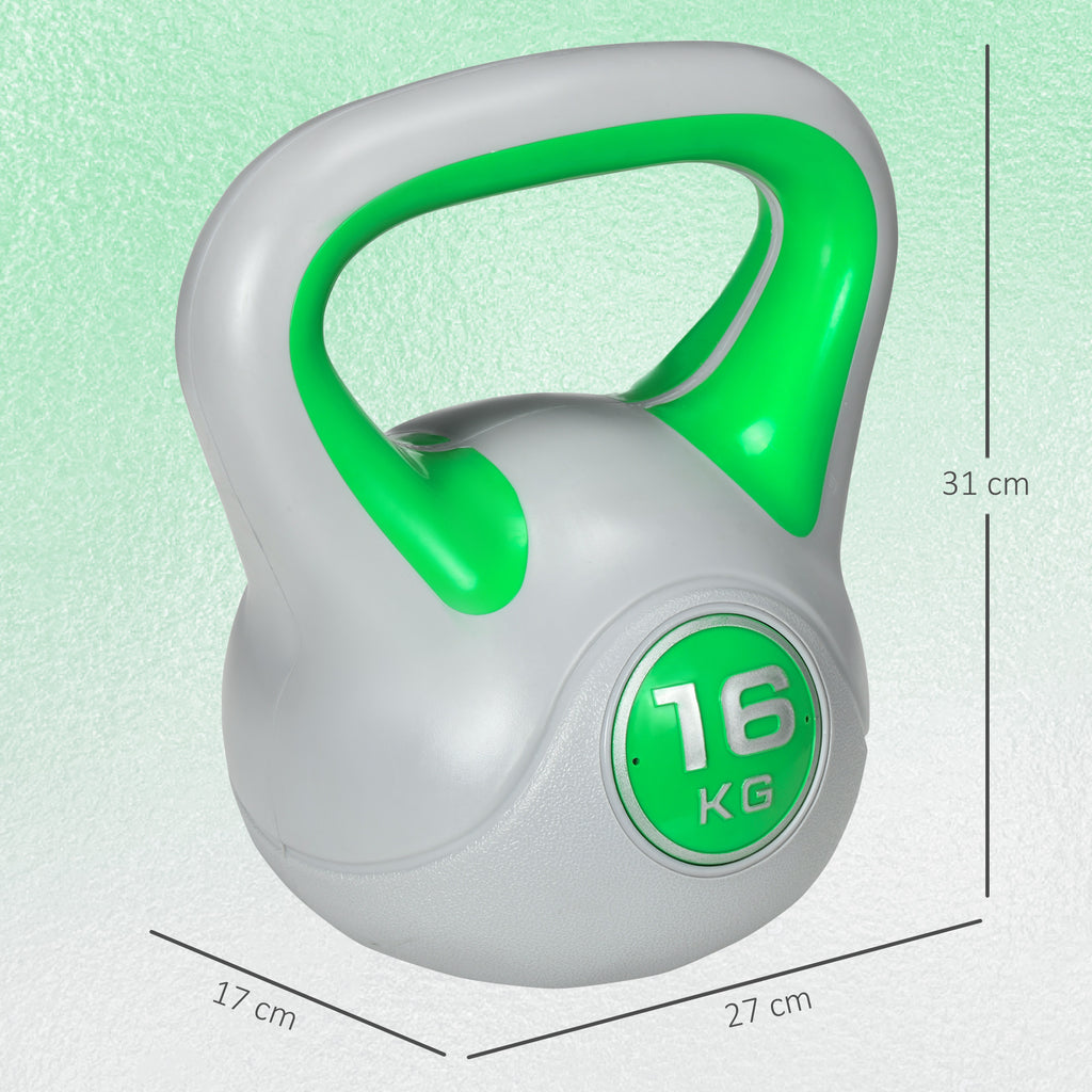 Kettlebell 16 kg, Haltère avec Poignée Ergonomique, Haltère à Boule, Musculation, Entraînement, 27 x 17 x 31 cm, Vert-2