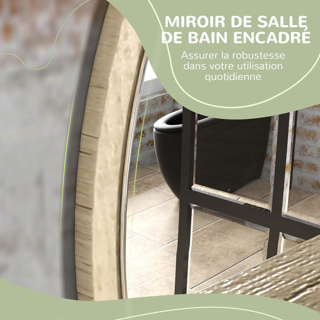 Miroir rond mural de salle de bain avec 1 étagère de rangement - Ø 45 x 10H cm - panneau de particules-4