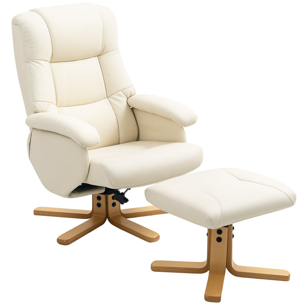 Fauteuil relax avec repose-pied fauteuil de relaxation pivotant 360° dossier inclinable charge 120 Kg crème-0