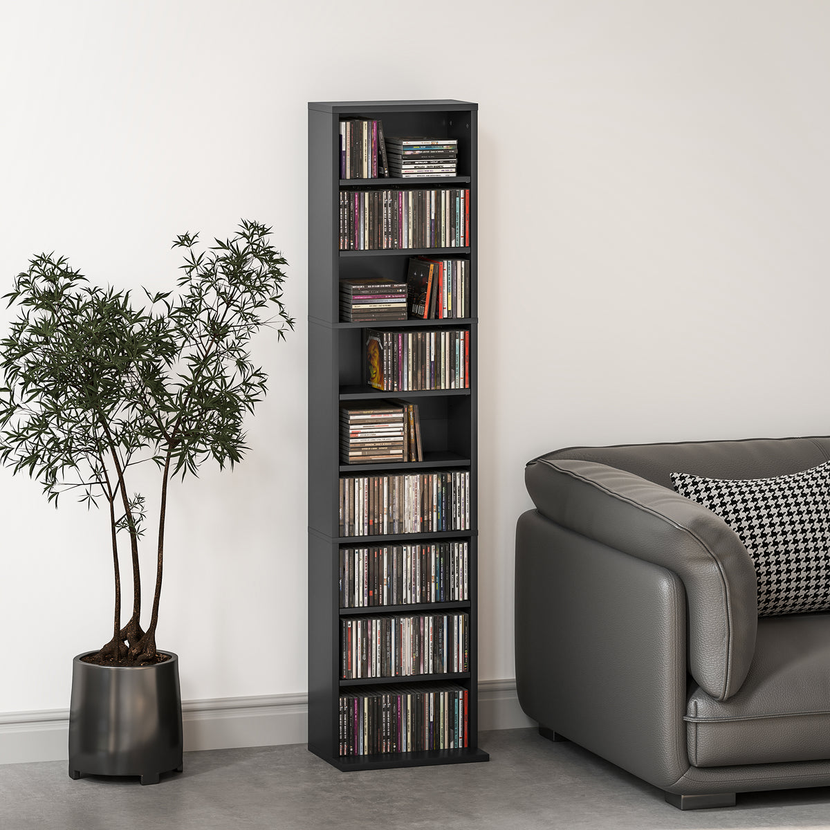 Rangements pour CD et DVD 9 compartiments et 6 étagères réglables capacité max. 260 CD/120 DVD 33 x 24 x 140 cm noir-9
