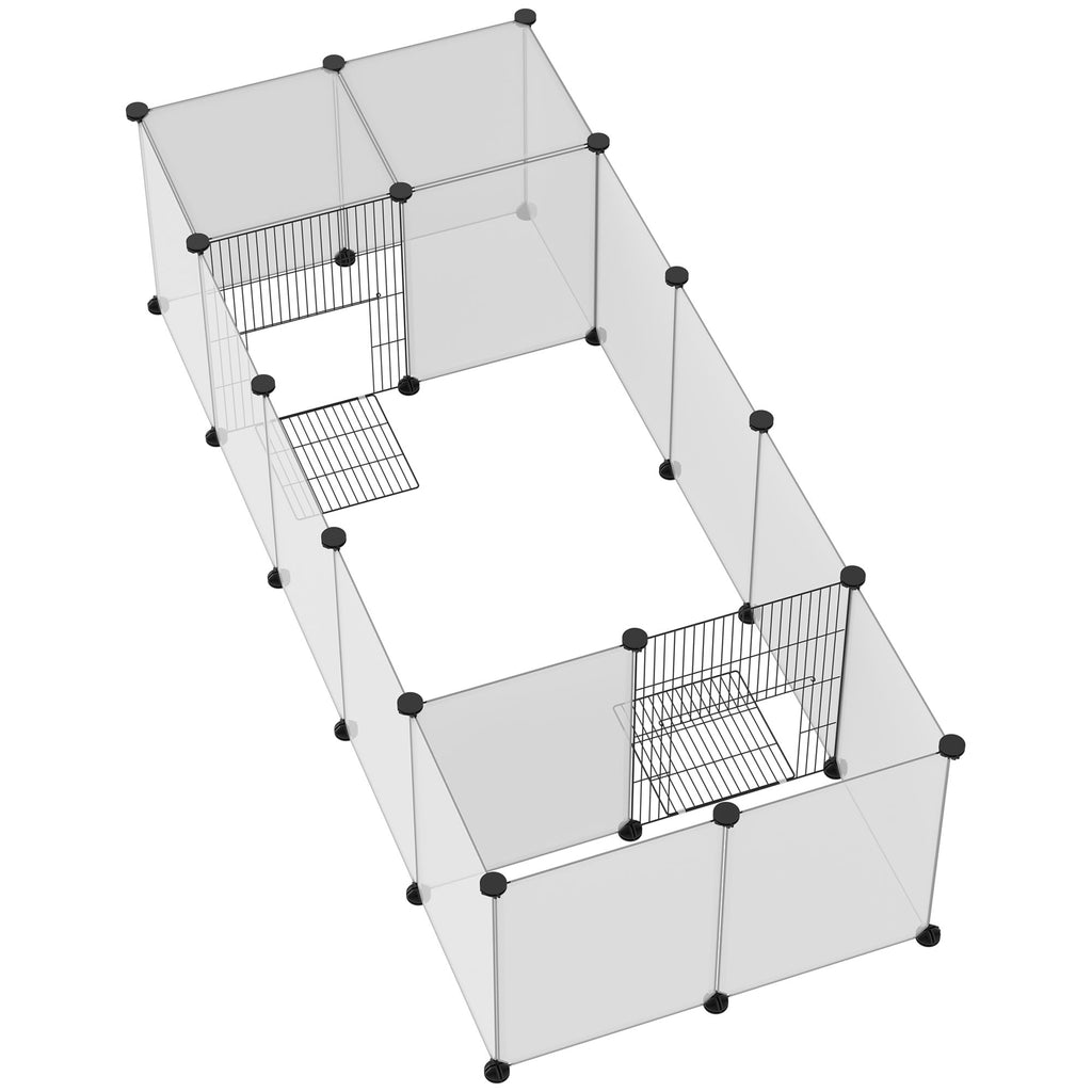 Enclos parc modulable pour petits animaux 20 panneaux pour cochons d'Inde hérisson 175 x 70 x 45 cm blanc-8