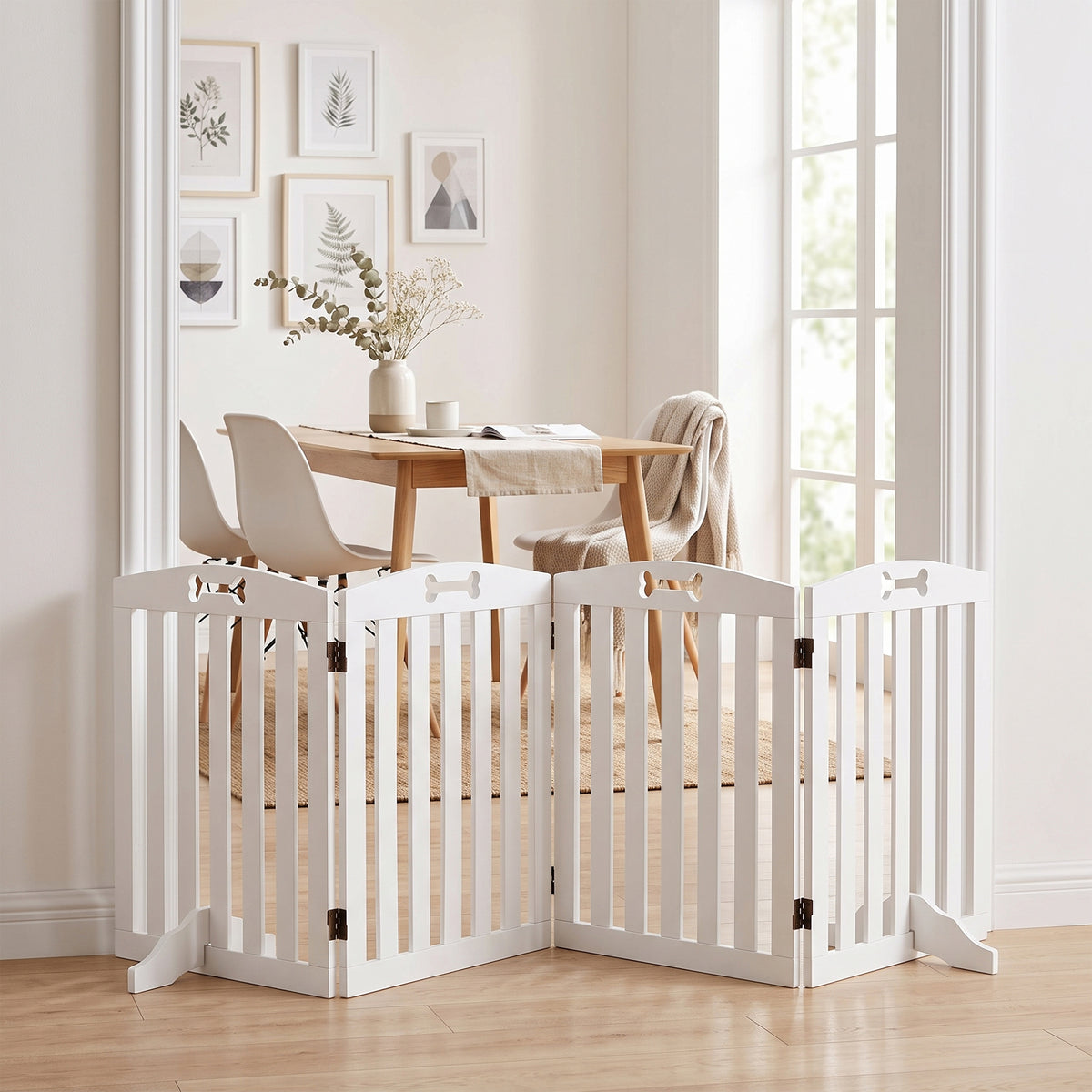 Barrière de sécurité chien barrière pliable pour chien pieds de support pointes antidérapantes 207,5 x 30 x 61 cm blanc-1