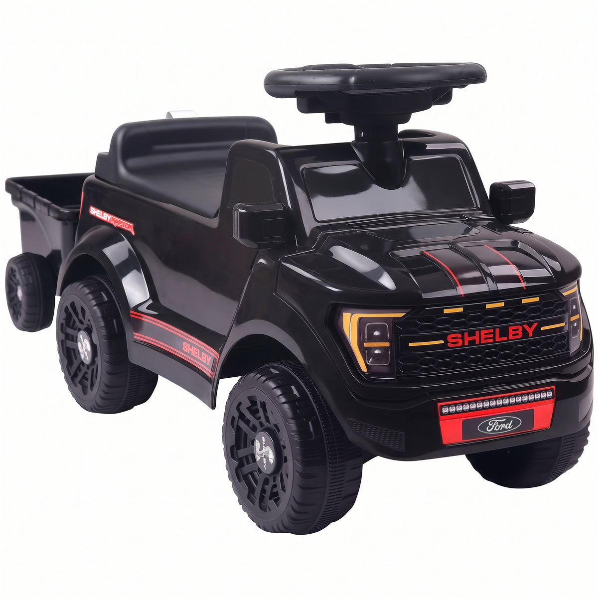 Voiture Porteur pour Enfants Shelby, Dossier, Anti-Basculement, Sons, Compartiment, 18-72 Mois, 80x25,5x33cm, Noir-0
