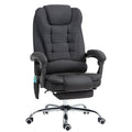 Fauteuil de bureau direction massant chauffant hauteur réglable dossier inclinable toile de lin noir-0